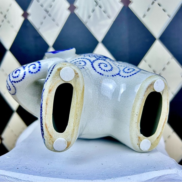 Turkish Porcelain Elephant Figurine Blue Floral Pattern Folk Art  Collectible - Picture 9 of 17